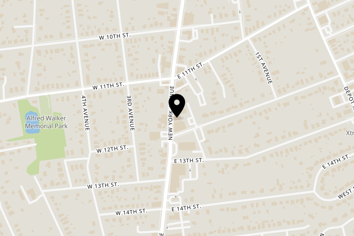 Map showing the location of La Hacienda Restaurante on 1624 New York Ave in Huntington Station